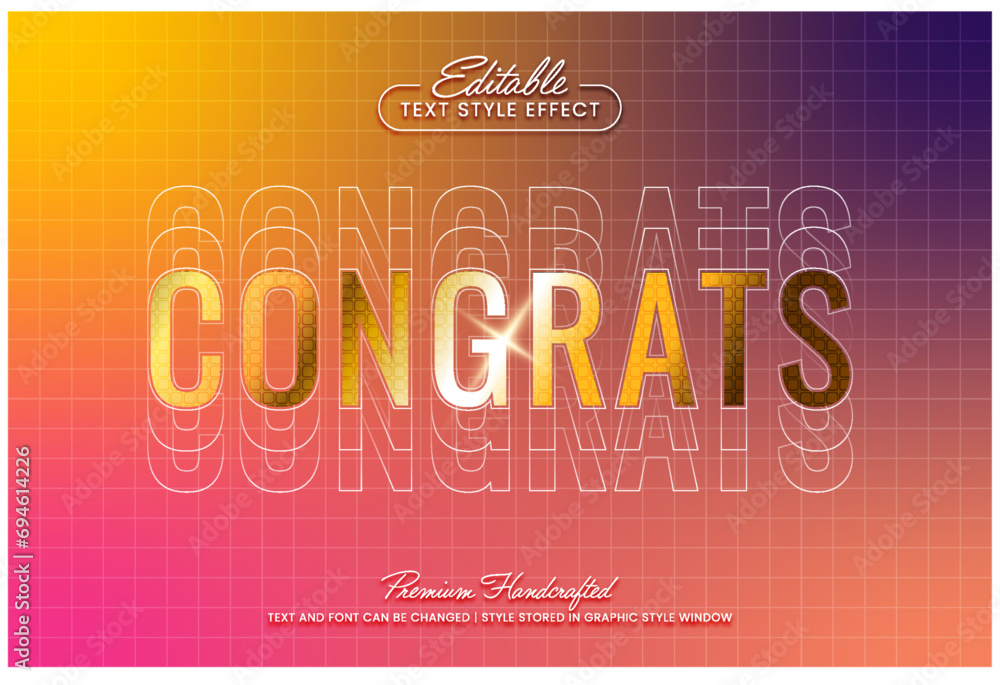 Poster shiny congratulation editable 3d vector text style effect, suitable for creating eye-catching text g