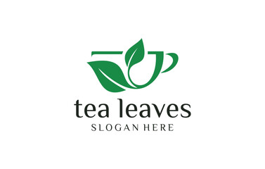 tea leaves cup abstract logo design