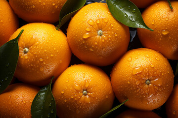 Fresh oranges seamless background, adorned with glistening droplets of water