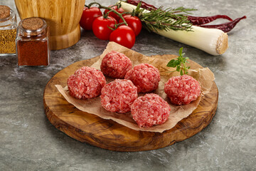 Raw beef meatball minced meat