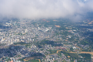 Aerial photography Aerial landscape of the vast city of Hat Yai, Songkhla, Thailand. Aerial photography. Top view, the beauty of the city