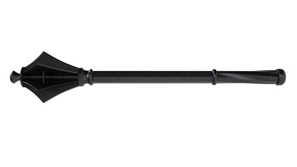 Black medieval mace weapon isolated on transparent and white background. Knight concept. 3D render