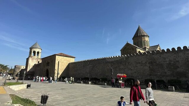 Time lapse photography of Vit Teskoviri Church in the city of Mtskheta, Georgia.
