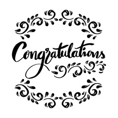 Congratulations brush calligraphy handwritten phrase.