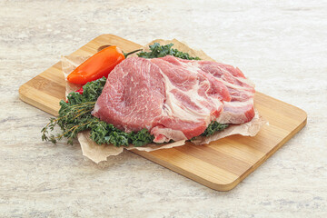Raw pork neck for cooking