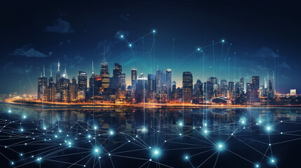 Smart city illustration. Technology background. Generative AI