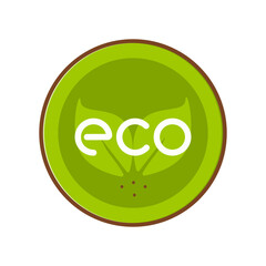 Eco icon with green leaves. Sticker.Vector.