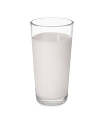 Glass of tasty milk isolated on white