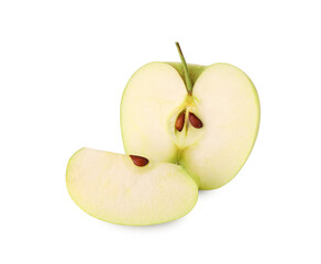 Tasty cut ripe apple isolated on white