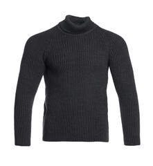 One black knitted sweater isolated on white