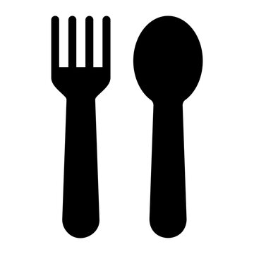 spoon and fork glyph icon