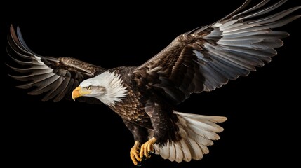Side profile of an eagle in mid-flight, showcasing its streamlined form.