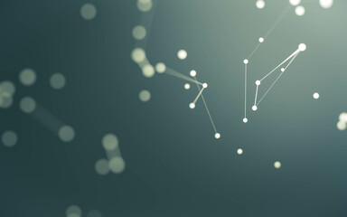 Abstract background. Molecules technology with polygonal shapes, connecting dots and lines. Connection structure. Big data visualization.