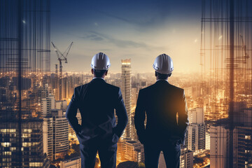 entrepreneurs businessmen are consulting and strategizing on real estate and construction business plans as it continues to grow steadily. Generative AI.