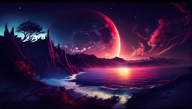 Alien beautiful background. AI generated.