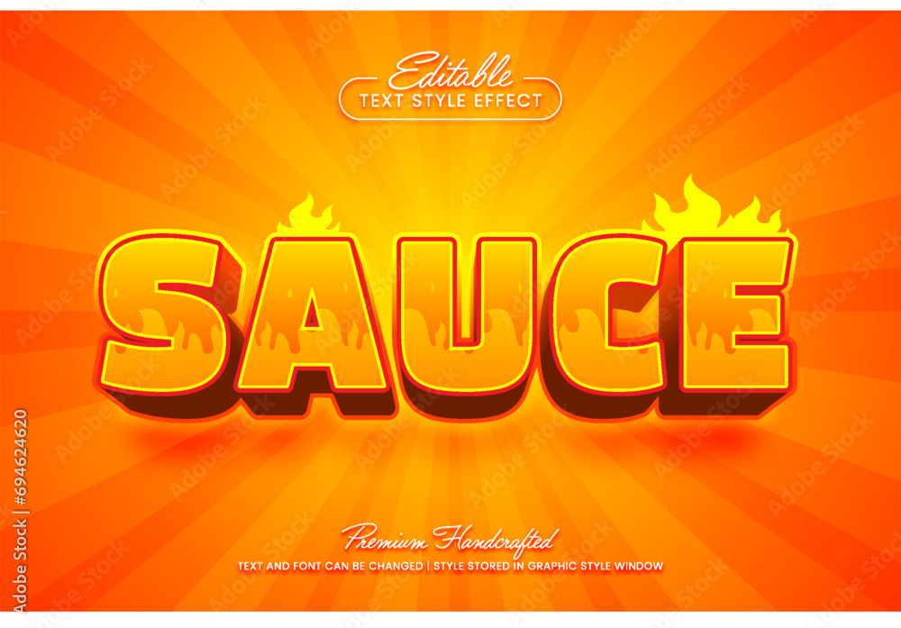 Poster red hot burning spicy editable 3d vector text style effect, suitable for creating eye-catching text 