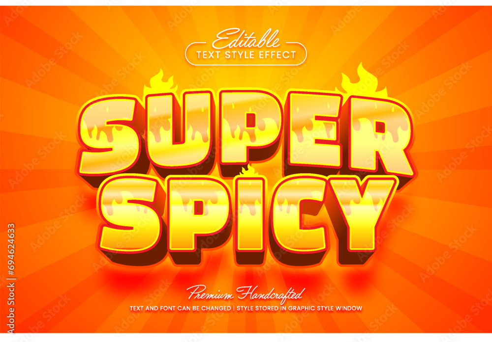 Aufkleber red hot burning spicy editable 3d vector text style effect, suitable for creating eye-catching text 