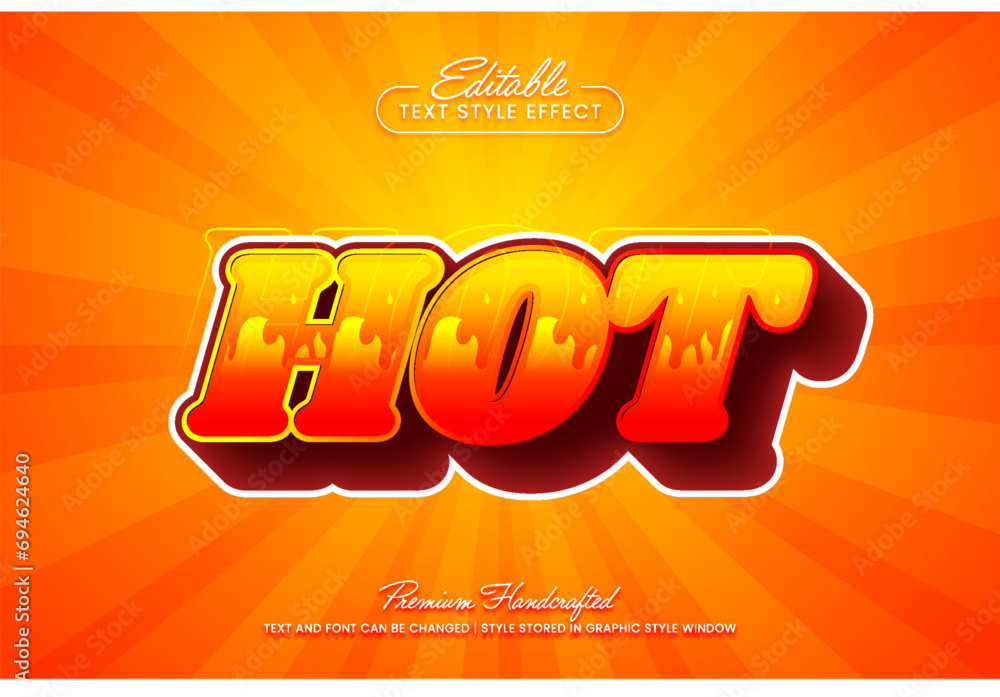 Poster red hot burning spicy editable 3d vector text style effect, suitable for creating eye-catching text 