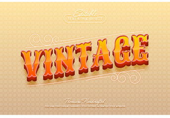 Vintage retro editable 3D vector text style effect on gradient background, suitable for creating eye-catching text graphics for digital, posters, social media posts, banners, and advertisements