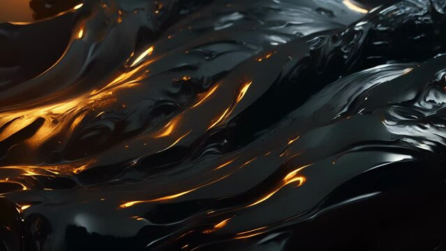 A wispy stream of liquid metal writhing across an obsidian landscape.