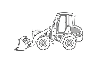 Hand drawn Vector illustration wheel loader icon Isolated on White Background