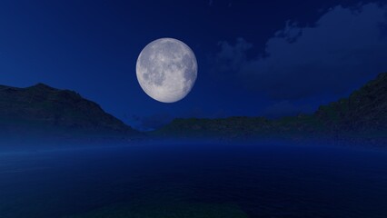 Fototapeta na wymiar moon over the sea