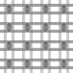 Interlocking Grey and Black Modern Geometric Oval Striped Shapes Seamless Tile