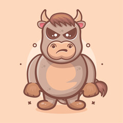 serious bull animal character mascot with mad expression isolated cartoon