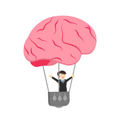 Businesswoman ride brain Air Balloon