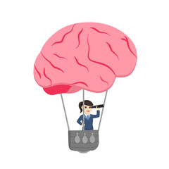 Business woman Searching With brain Air Ballon