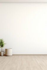 Fototapeta na wymiar View of white empty room, a summer landscape 3D illustration epitomizes Scandinavian interior design, offering a sense of relaxation and calmness. Ideal for showcasing interior concepts. 