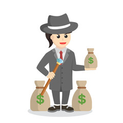 crime boss woman on money