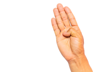 hand making four finger sign isolated on white background, clipping path