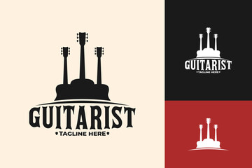 Guitar Musician Jazz Popo vector logo design