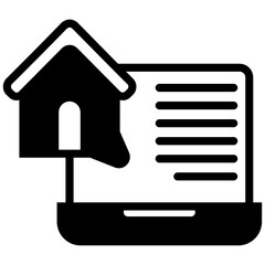 Home laptop icon in flat design style