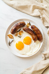 double fried egg with pork sausage