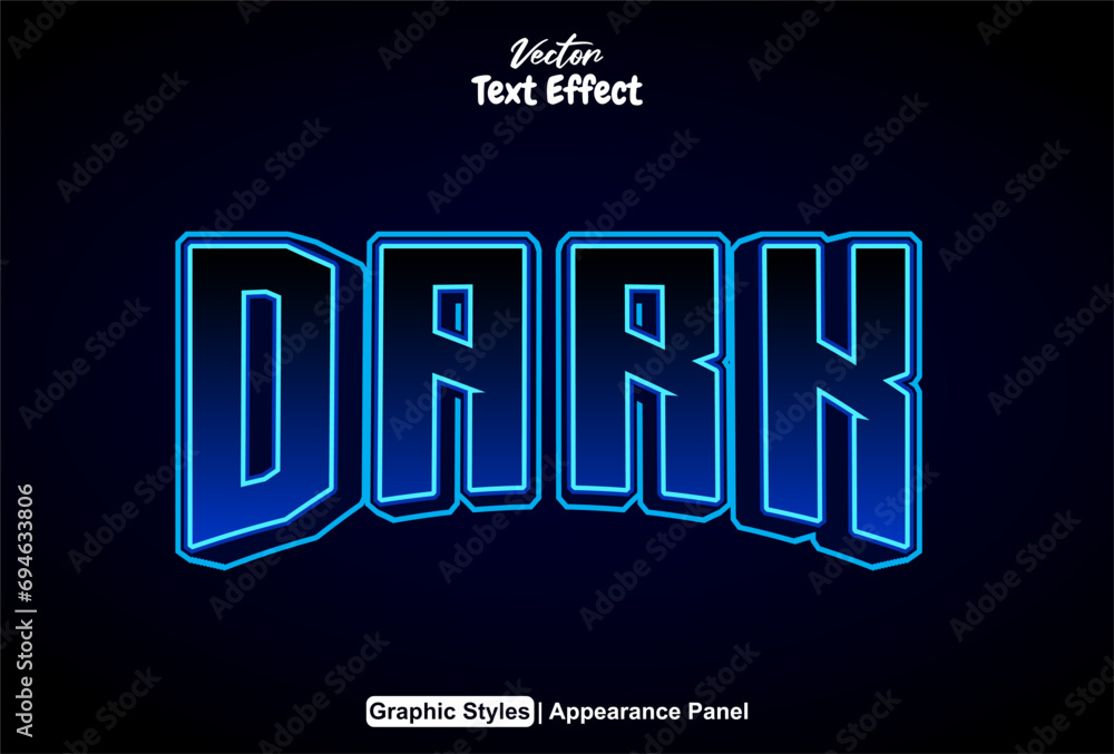 Poster dark text effect with blue graphic style and editable.