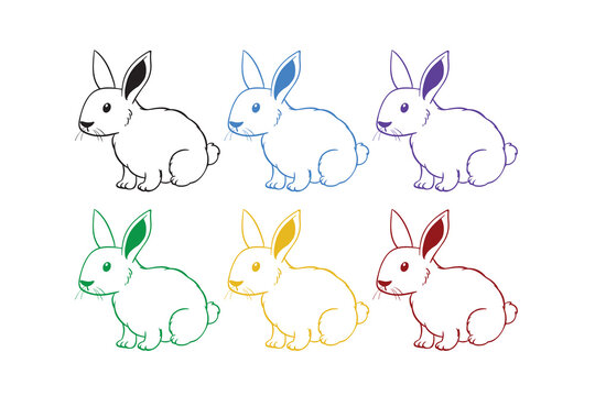 vector set of line art images of cute rabbits. easter day. Chinese New Year for decoration or design elements