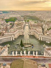 St Peters square in Vatican and view of Vatican City from above