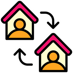 User exchange icon in outline flat design style