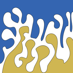 Two pieces of mosaic of different colors with smooth curving shapes.