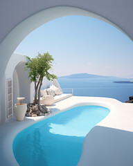 Obraz na płótnie Canvas Architector, house design, Santorini, pool outdoor