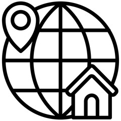 World outline icon in black and white vector