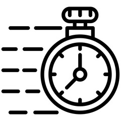 Stopwatch outline icon in black and white vector