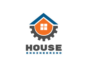 House gear system logo icon symbol design template illustration inspiration