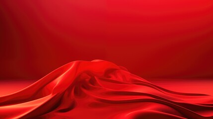 Obraz premium Red flowing fabric, luxurious, satin fabric background.