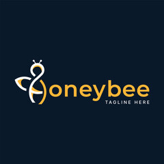 Honey Bee Wordmark Text Logo design Modern Minimal Simple Concept