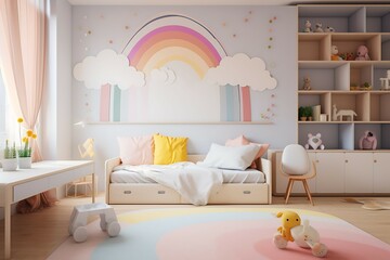baby girl playful bedroom with pastel colors