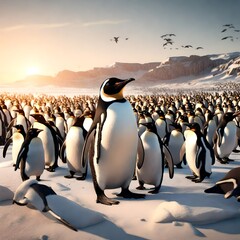 group of penguins - obrazy, fototapety, plakaty