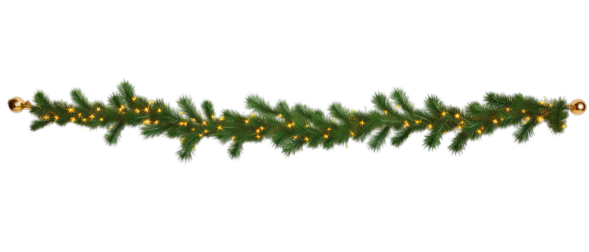 Christmas tree branches decorations  on a transparent background.